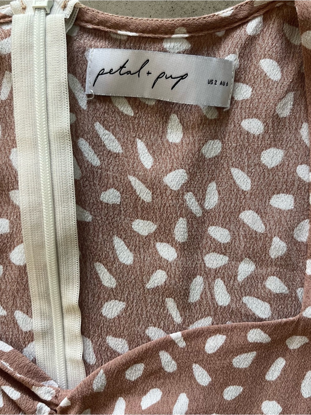 Franklin Print Puff Sleeve Midi Dress Mocha Size 2 - Picture 13 of 15